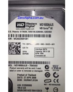 WD1600AAJS-75WAA0 Western Digital, DCM: HGRNHTJCGN, 27 APR 2008 Data Recovery