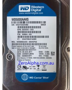 WD5000AAKS-60WWPA0 Western Digital, DCM: DHRNHTJMHN, 05AUG2011 Data Recovery