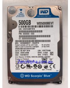 WD5000BEVT-22A0RT0 Western Digital, DCM: HVNTJHNB, 05SEP2010 Data Recovery