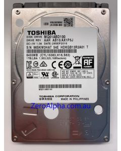 MQ01ABD100 Toshiba Donor Hard Drive AX1P5J, 28SEP2016